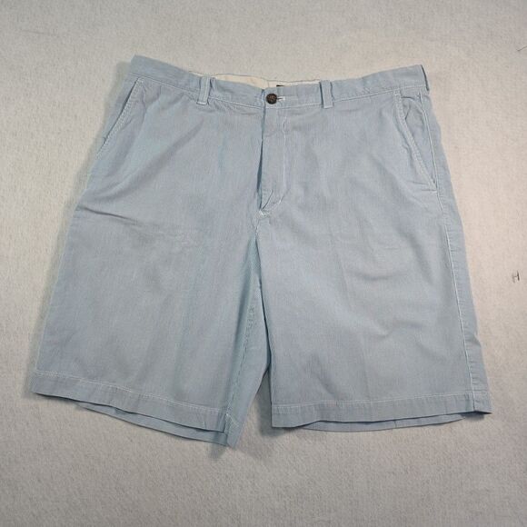 IZOD Shorts Striped Mens size 38 Flat Front Golf Blue and White 10" inseam - Picture 1 of 7